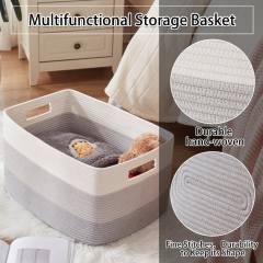 CHERISHGARD Cotton Laundry Basket Woven Rope Laundry Hamper Large & 21.6"×11.9"×11.8" Storage Laundry Basket