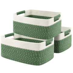 Cherishgard 3 Pieces Cotton Laundry Basket, Storage Basket, Woven Baskets for Storage for toys,Towel