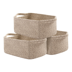 Cherishgard Storage Basket, 3 Pieces Cotton Laundry Basket, Woven Baskets for Storage for toys,Towel
