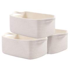 Cherishgard Storage Basket, 3 Pieces Cotton Laundry Basket, Woven Baskets for Storage for toys,Towel