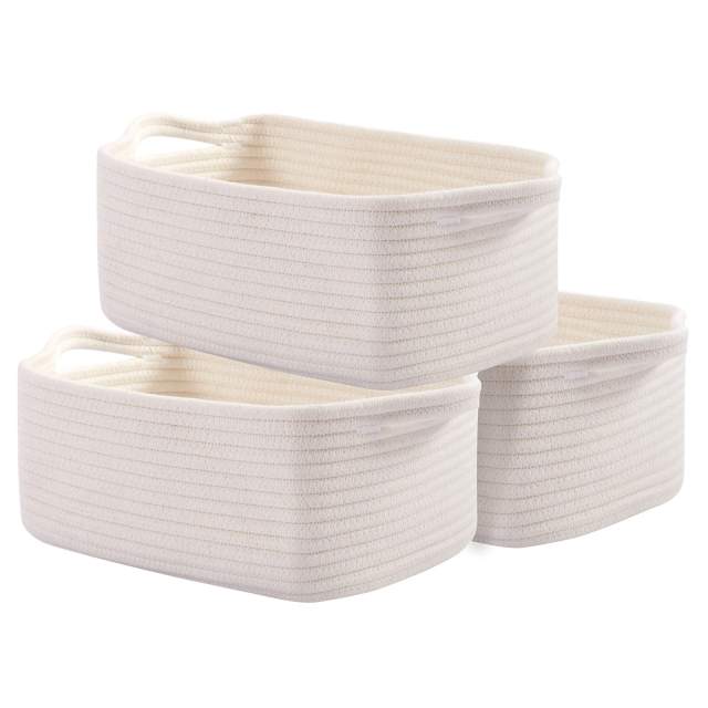 Cherishgard Storage Basket, 3 Pieces Cotton Laundry Basket, Woven Baskets for Storage for toys,Towel