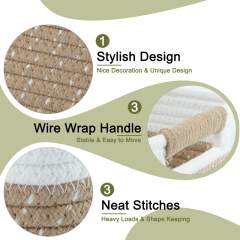 Cherishgard 3 Pieces Cotton Laundry Basket, Storage Basket, Woven Baskets for Storage for toys,Towel