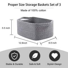 Cherishgard Storage Basket, 3 Pieces Cotton Laundry Basket, Woven Baskets for Storage for toys,Towel