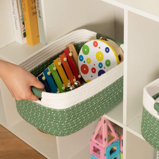 Cherishgard 3 Pieces Cotton Laundry Basket, Storage Basket, Woven Baskets for Storage for toys,Towel