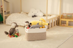 CHERISHGARD Cotton Rope storage Basket With Handles， Baskets for Organizing for Babyroom,Living Room，Bathroom ，Rectangle Storage Basket for Toy，Books，Towel