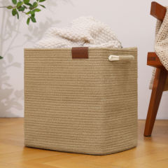 CHERISHGARD Cube  Storage Basket Bins, Cotton Rope Woven Baskets for Toys, Book, Cube Storage Bins with Handles， Square Storage Baskets for Shelves Organizer