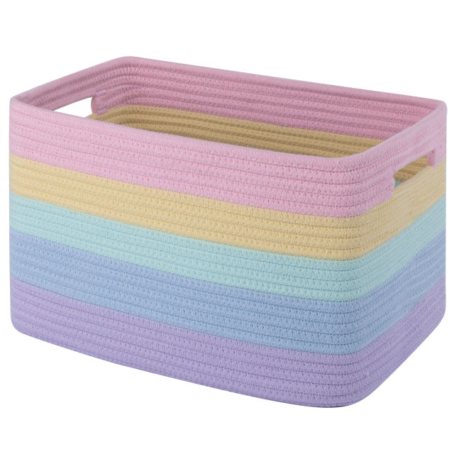 CHERISHGARD Cotton Rainbow Storage Baskets，Woven Closet Organizers，Baby Basket for Nursery Storage