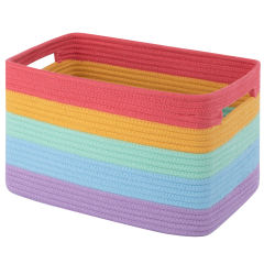 CHERISHGARD Cotton Rainbow Storage Baskets，Woven Closet Organizers，Baby Basket for Nursery Storage