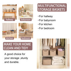 CHERISHGARD Cotton Rope Woven Storage Baskets, Laundry Baskets With Handles,Rectangle Decorative Baskets For storage Clothes Toys Books