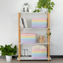 CHERISHGARD Cotton Rainbow Storage Baskets，Woven Closet Organizers，Baby Basket for Nursery Storage
