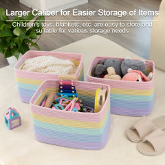 CHERISHGARD Cotton Rainbow Storage Baskets，Woven Closet Organizers，Baby Basket for Nursery Storage