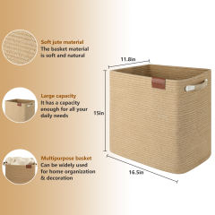 CHERISHGARD Cube  Storage Basket Bins, Cotton Rope Woven Baskets for Toys, Book, Cube Storage Bins with Handles， Square Storage Baskets for Shelves Organizer