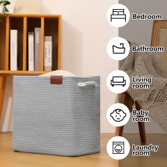 CHERISHGARD Cube  Storage Basket Bins, Cotton Rope Woven Baskets for Toys, Book, Cube Storage Bins with Handles， Square Storage Baskets for Shelves Organizer