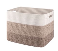 CHERISHGARD 42L Cotton Rope storage Basket With Handles，Rectangle Laundry Basket for storage，Toy Basket for Organizing