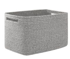 CHERISHGARD Cotton Rope Woven Storage Baskets, Laundry Baskets With Handles,Rectangle Decorative Baskets For storage Clothes Toys Books