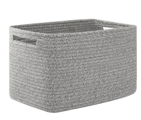 CHERISHGARD Cotton Rope Woven Storage Baskets, Laundry Baskets With Handles,Rectangle Decorative Baskets For storage Clothes Toys Books