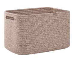 CHERISHGARD Cotton Rope Woven Storage Baskets, Laundry Baskets With Handles,Rectangle Decorative Baskets For storage Clothes Toys Books