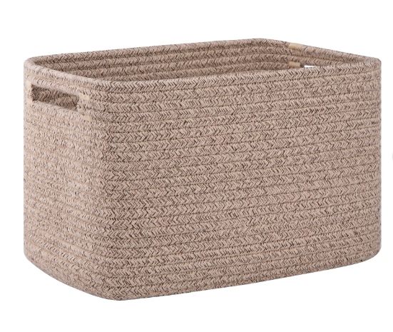 CHERISHGARD Cotton Rope Woven Storage Baskets, Laundry Baskets With Handles,Rectangle Decorative Baskets For storage Clothes Toys Books
