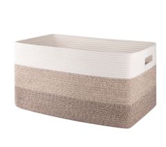 CHERISHGARD 66L Large Cotton Rope Basket,Storage Basket for Organizing ，Rectangle Woven Baskets for Storage，Laundry Hamper for Blankets Clothes Toys Towels Pillows