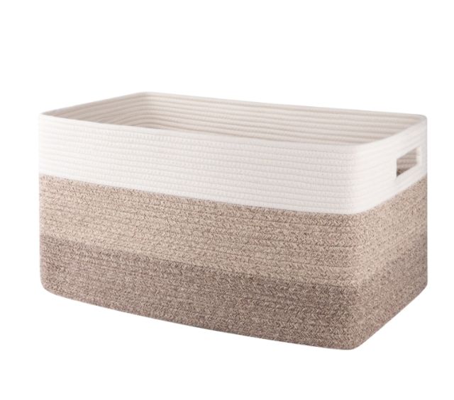 CHERISHGARD 66L Large Cotton Rope Basket,Storage Basket for Organizing ，Rectangle Woven Baskets for Storage，Laundry Hamper for Blankets Clothes Toys Towels Pillows