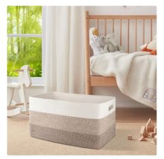 CHERISHGARD 66L Large Cotton Rope Basket,Storage Basket for Organizing ，Rectangle Woven Baskets for Storage，Laundry Hamper for Blankets Clothes Toys Towels Pillows