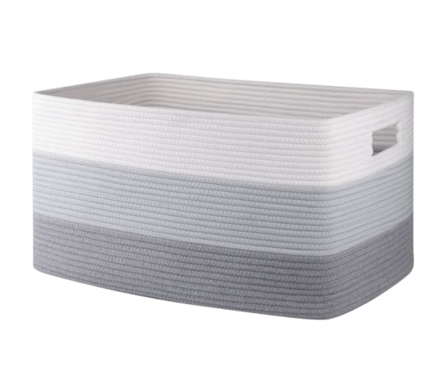 CHERISHGARD 66L Large Cotton Rope Basket,Storage Basket for Organizing ，Rectangle Woven Baskets for Storage，Laundry Hamper for Blankets Clothes Toys Towels Pillows