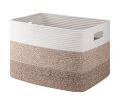 CHERISHGARD 50L Large Cotton Rope Basket,Storage Basket for Organizing ，Rectangle Woven Baskets for Storage，Laundry Hamper for Blankets Clothes Toys Towels Pillows