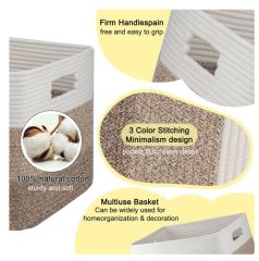 CHERISHGARD 50L Large Cotton Rope Basket,Storage Basket for Organizing ，Rectangle Woven Baskets for Storage，Laundry Hamper for Blankets Clothes Toys Towels Pillows