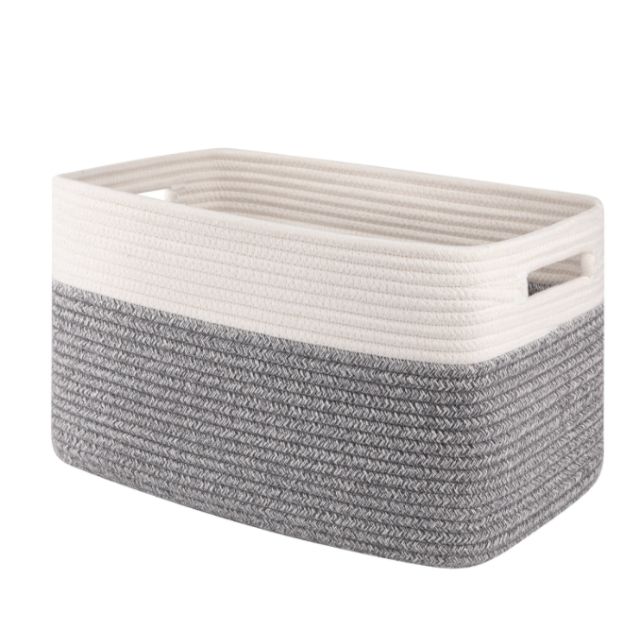 Cherishgard  Large Rectangle Blanket Basket,Storage Basket with Handles