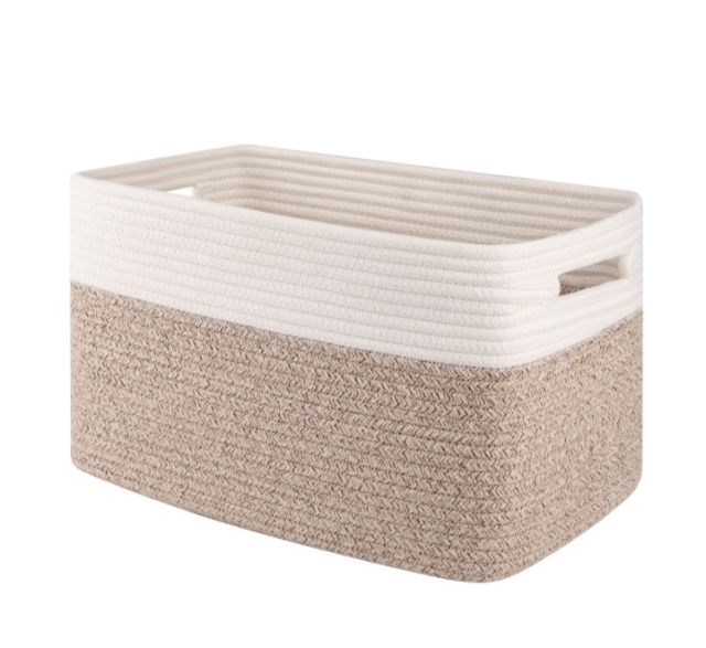 Cherishgard  Large Rectangle Blanket Basket,Storage Basket with Handles