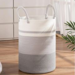 CHERISHGARD Laundry Hamper，Woven Cotton Rope Laundry Hamper with Handles for Blanket, Toys