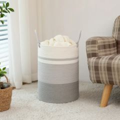 CHERISHGARD Laundry Hamper，Woven Cotton Rope Laundry Hamper with Handles for Blanket, Toys