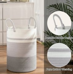 CHERISHGARD Laundry Hamper，Woven Cotton Rope Laundry Hamper with Handles for Blanket, Toys
