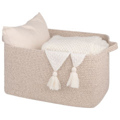 CHERISHGARD 60L Large Laundry Basket, Rectangle Woven Cotton Rope Storage Basket with Handles, Wicker Laundry Basket Hamper, Blanket Basket Living Room, Storage Basket for Toys，19.7"x15.8"x11.8"