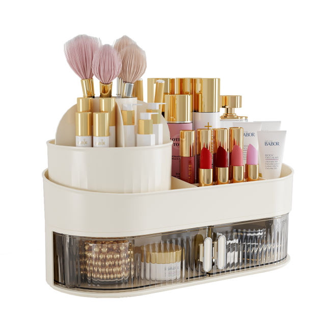 CHERISHGARD Rotating Cosmetic Organizer, Large Capacity Desktop Partition Organizer, Countertop Makeup Perfume Lotion Display Case.