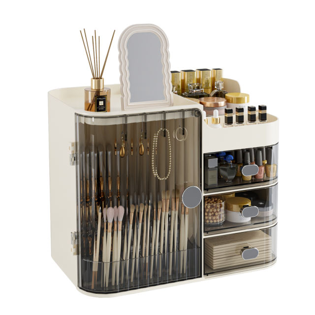 CHERISHGARD Desktop Cosmetic Storage，Cosmetic Display Cabinets For Vanity Storage and Bathroom Countertop Storage.
