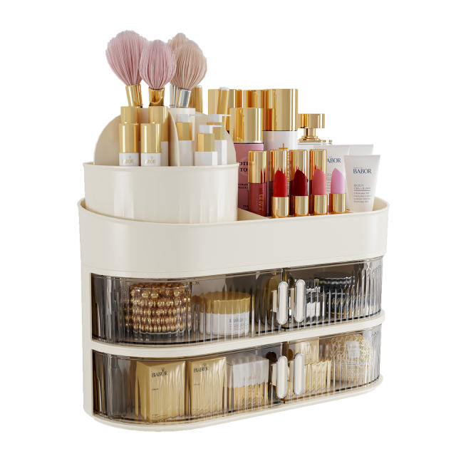 CHERISHGARD Rotating Cosmetic Organizer, Large Capacity Desktop Partition Organizer, Countertop Makeup Perfume Lotion Display Case.