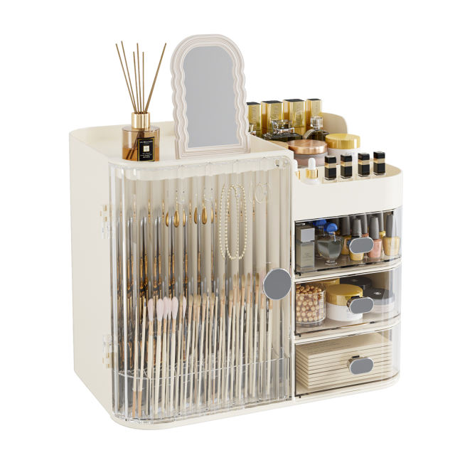 CHERISHGARD Desktop Cosmetic Storage，Cosmetic Display Cabinets For Vanity Storage and Bathroom Countertop Storage.