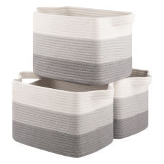 CHERISHGARD Storage Basket, Laundry Basket Set of 3 Woven Baskets for Books, Towels for Living Room, Bedroom, Bathroom.