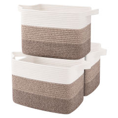 CHERISHGARD Storage Basket, Laundry Basket Set of 3 Woven Baskets for Books, Towels for Living Room, Bedroom, Bathroom.