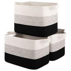 CHERISHGARD Storage Basket, Laundry Basket Set of 3 Woven Baskets for Books, Towels for Living Room, Bedroom, Bathroom.