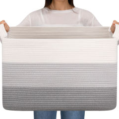 CHERISHGARD 90L Large Rectangle Storage Basket，Woven Basket For Laundry, Nursery, Bedroom，23.6"L x 16.54"W x 13.98"H