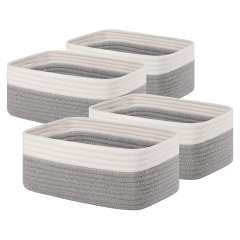CHERISHGARD 4 Pack Woven Storage Baskets ，Cotton Rope Basket for Toy，Book and Blankets