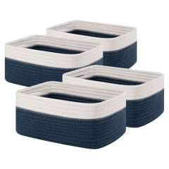 CHERISHGARD 4 Pack Woven Storage Baskets ，Cotton Rope Basket for Toy，Book and Blankets