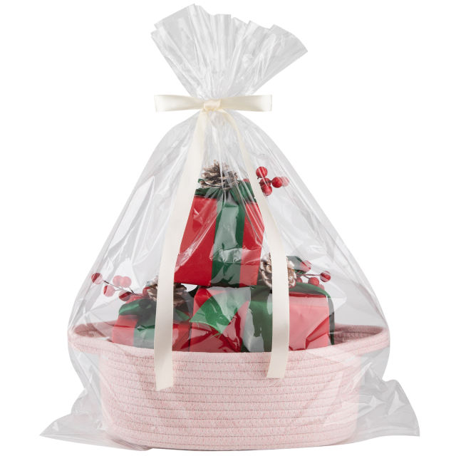 CHERISHGARD Gift Basket Empty with Gift Bags and Ribbons，Small Woven Basket for Nursery，Baby Shower，11.8*7.87*4.72