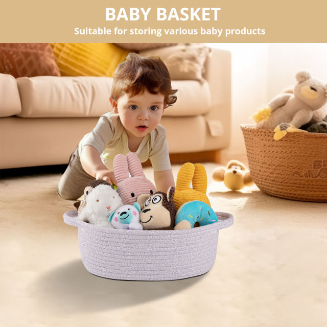 CHERISHGARD Gift Basket Empty with Gift Bags and Ribbons，Small Woven Basket for Nursery，Baby Shower，11.8*7.87*4.72