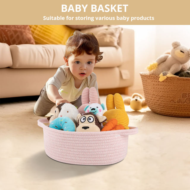 CHERISHGARD Gift Basket Empty with Gift Bags and Ribbons，Small Woven Basket for Nursery，Baby Shower，11.8*7.87*4.72