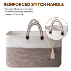 CHERISHGARD Blanket Basket 90L Rectangle Rope Baskets for Storage, Cotton Rope Basket for Bedroom Livingroom Washingroom