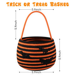 CHERISHGARD Set of 2 4L Halloween Cute Cotton Rope Baskets for Kids ,5.9 in*5.9 in*5.9 in ,Halloween Party Baskets for Candy,Toys