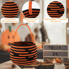 CHERISHGARD Set of 2 4L Halloween Cute Cotton Rope Baskets for Kids ,5.9 in*5.9 in*5.9 in ,Halloween Party Baskets for Candy,Toys